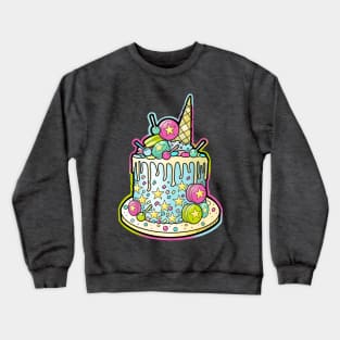 Ice cream cake with macrons and lollipops Crewneck Sweatshirt